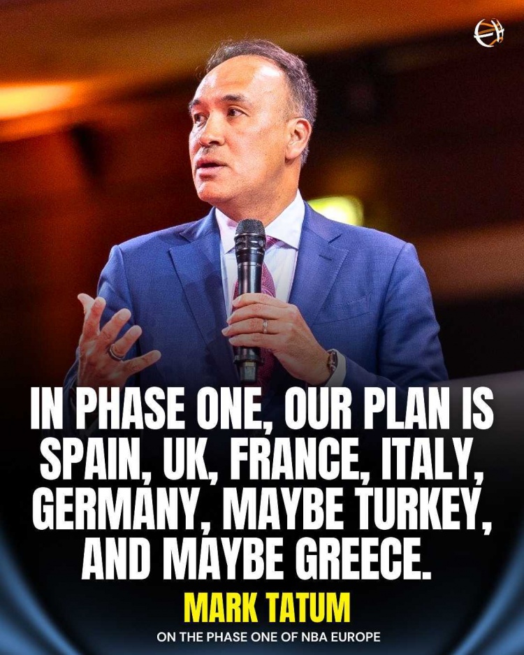 NBA副總裁：歐洲聯賽常駐球隊有英法德意西！土耳其希臘也有可能
